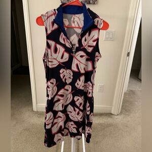 Leaf Print Sleeveless Golf Dress
